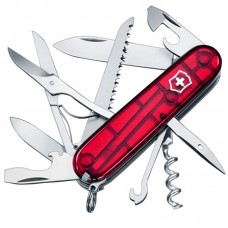 Нож складной, мультитул Victorinox Huntsman (91мм, 15 функций), красный прозр. 1.3713.Т