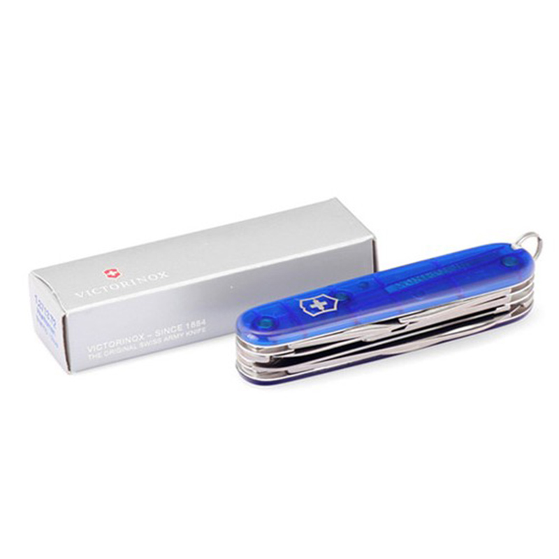 Ніж складаний, мультитул Victorinox Huntsman (91мм, 15 функцій), синій прозорий. 1.3713.Т2