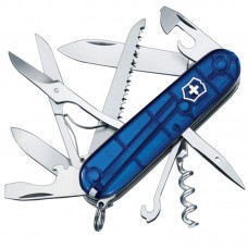Ніж складаний, мультитул Victorinox Huntsman (91мм, 15 функцій), синій прозорий. 1.3713.Т2