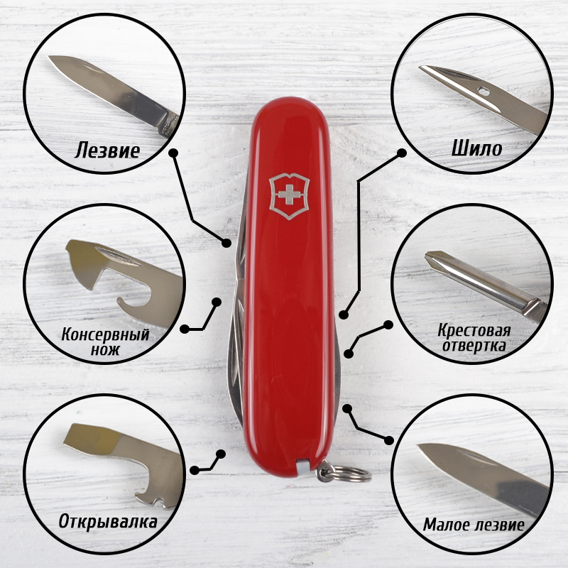 Ніж складаний, мультитул Victorinox Tinker (91мм, 12 функцій), червоний 1.4603
