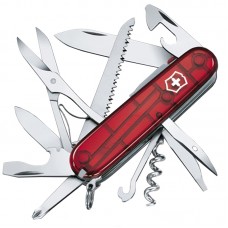 Нож складной, мультитул + LED Victorinox Huntsman Lite (91мм, 21 функция), красный прозр. 1.7915.T