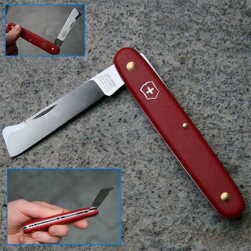 Ніж складаний, садовий Victorinox (100мм, 2 функції), червоний 3.9020