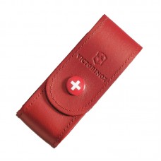 Чехол для ножей Victorinox (84-91мм, 5-8 слоев) на кнопке, кожаный, красный 4.0521.1