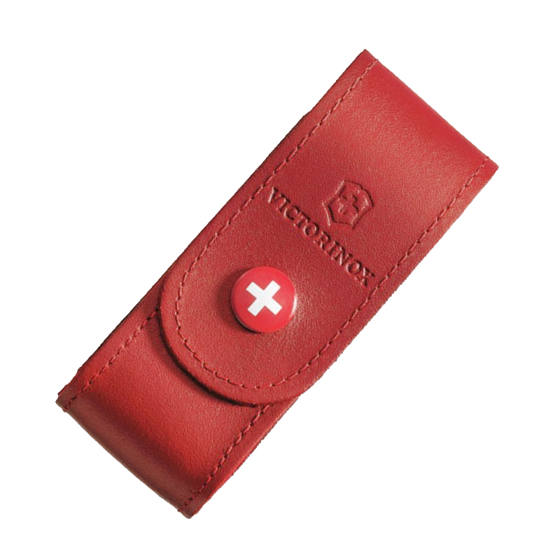 Чохол для ножів Victorinox (84-91мм, 5-8 шарів) на кнопці, шкіряний, червоний 4.0521.1