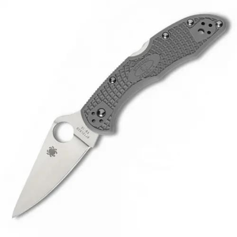 Ніж складаний Spyderco Delica 4 Flat Ground (довжина: 181мм, лезо: 73мм), сірий