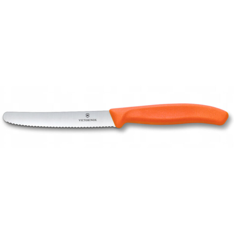 Нож кухонный Victorinox SwissClassic  11см, серрейтор, скругленный, оранжевый