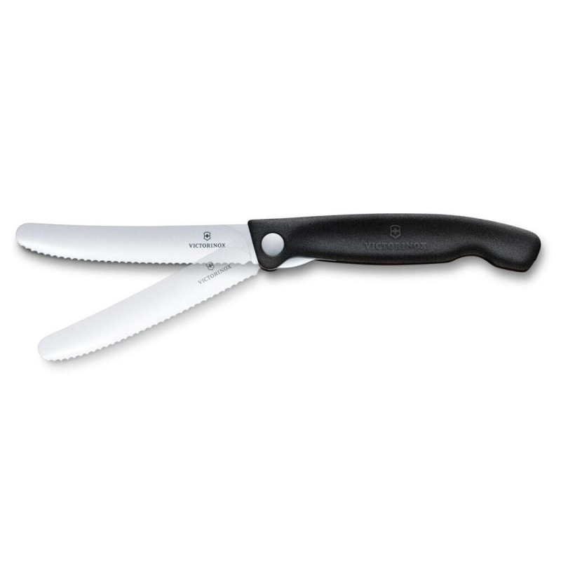 Нож кухонный складной Victorinox SwissClassic 11 см, серрейтор, скругленный, черный