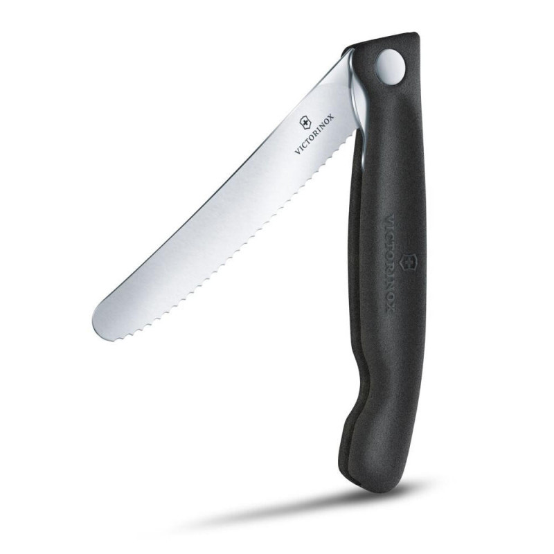 Нож кухонный складной Victorinox SwissClassic 11 см, серрейтор, скругленный, черный
