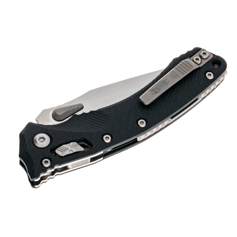 Нож Microtech Amphibian Ram-Lok, клинок полусерр. Stwsh Fluted,  рукоять черная G10