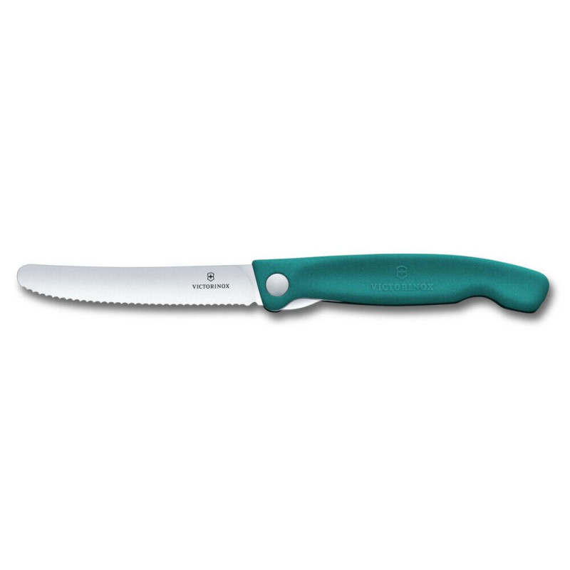Нож кухонный складной Victorinox SwissClassic 11 см, серрейтор, скругленный, зеленый