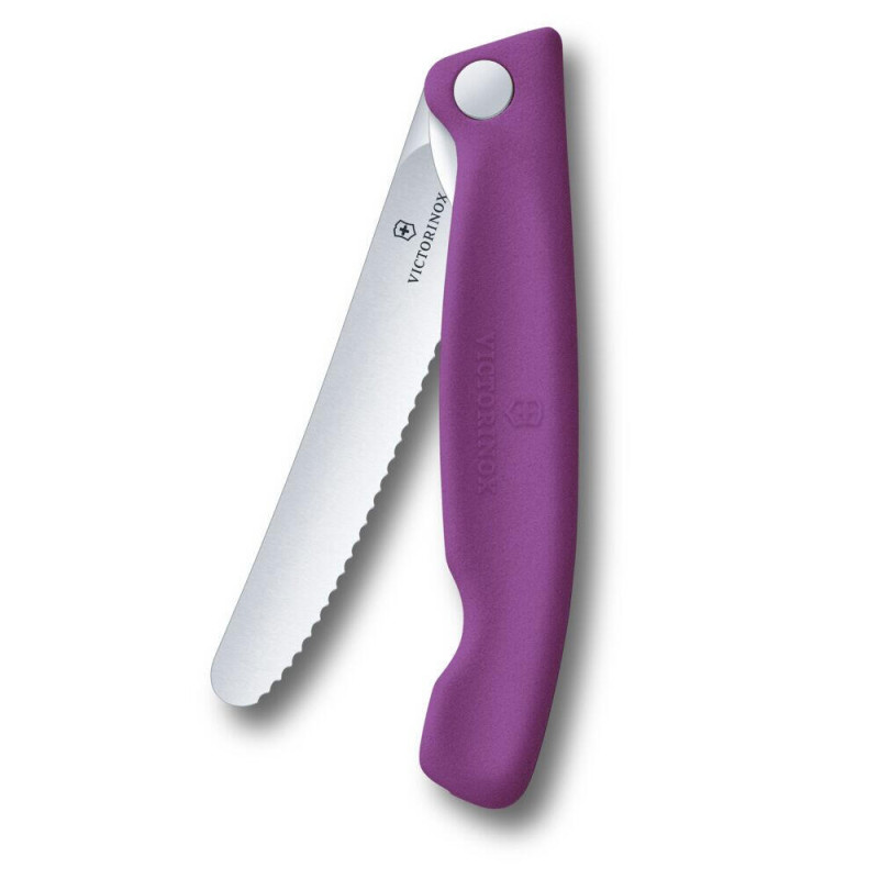 Нож кухонный складной Victorinox SwissClassic 11 см, серрейтор, скругленный, фиолетовый