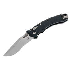Нож Microtech Amphibian Ram-Lok, клинок полусерр. Stwsh Fluted,  рукоять черная G10