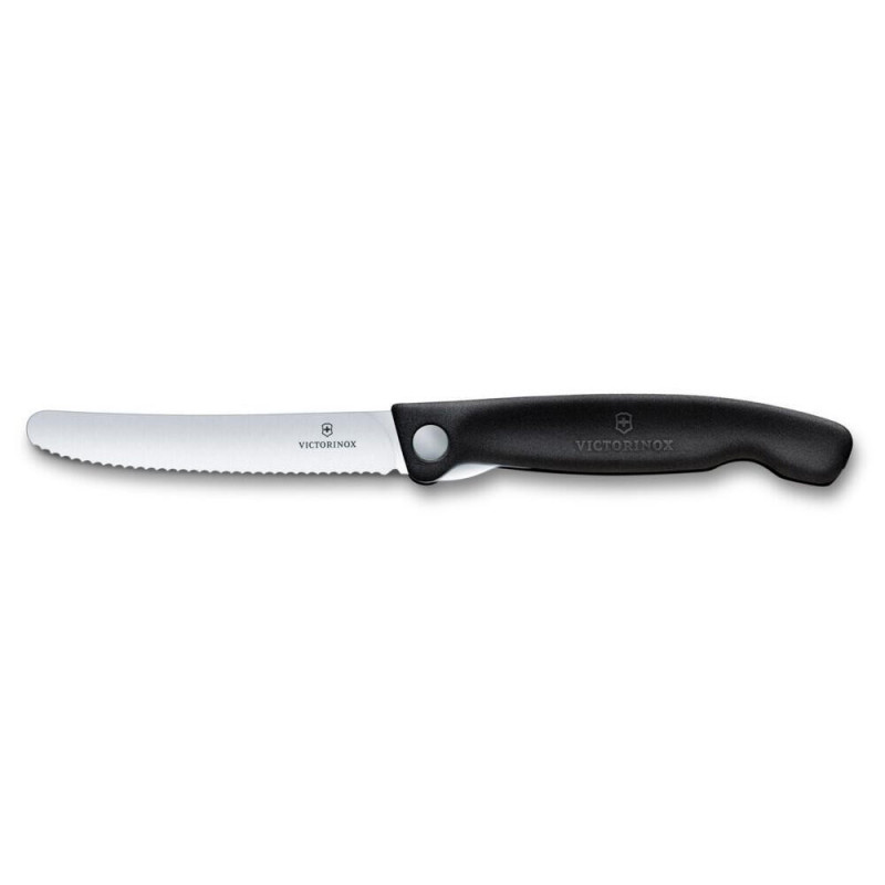 Нож кухонный складной Victorinox SwissClassic 11 см, серрейтор, скругленный, черный