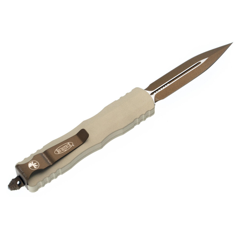Нож Microtech Dirac D/E OTF, Burnt Bronze Standard Champagne