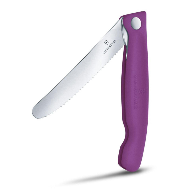 Нож кухонный складной Victorinox SwissClassic 11 см, серрейтор, скругленный, фиолетовый