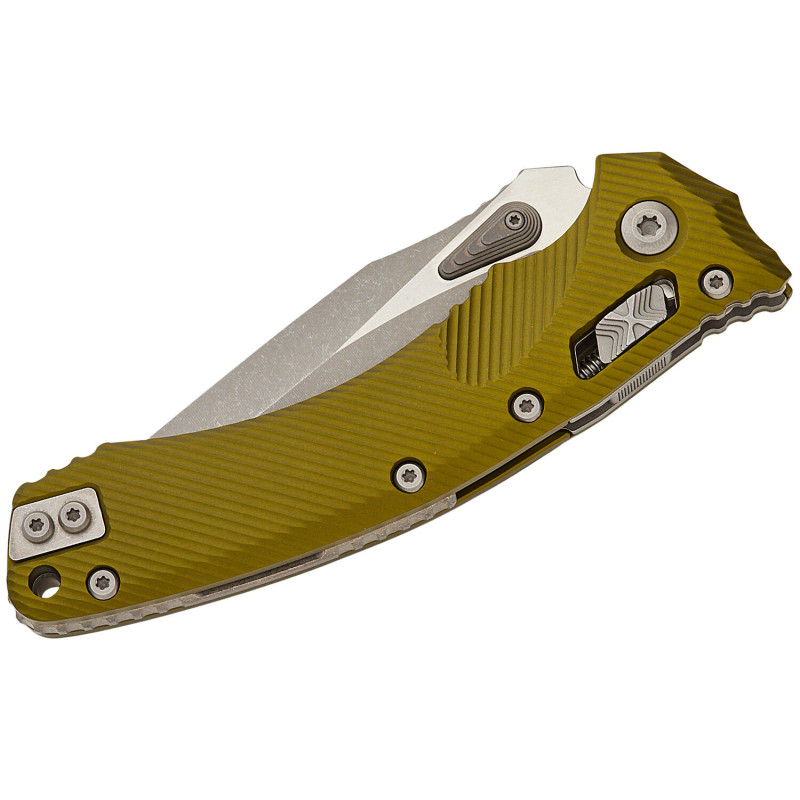 Нож Microtech Amphibian Ram-Lok, клинок полусерр. Apoc Fluted,  рукоять G10 OD Green