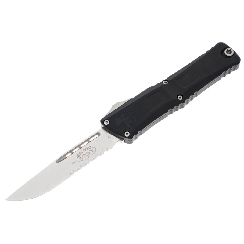 Нож Microtech Combat Troodon LT S/E OTF, stonewash. полусеррейтор, черный