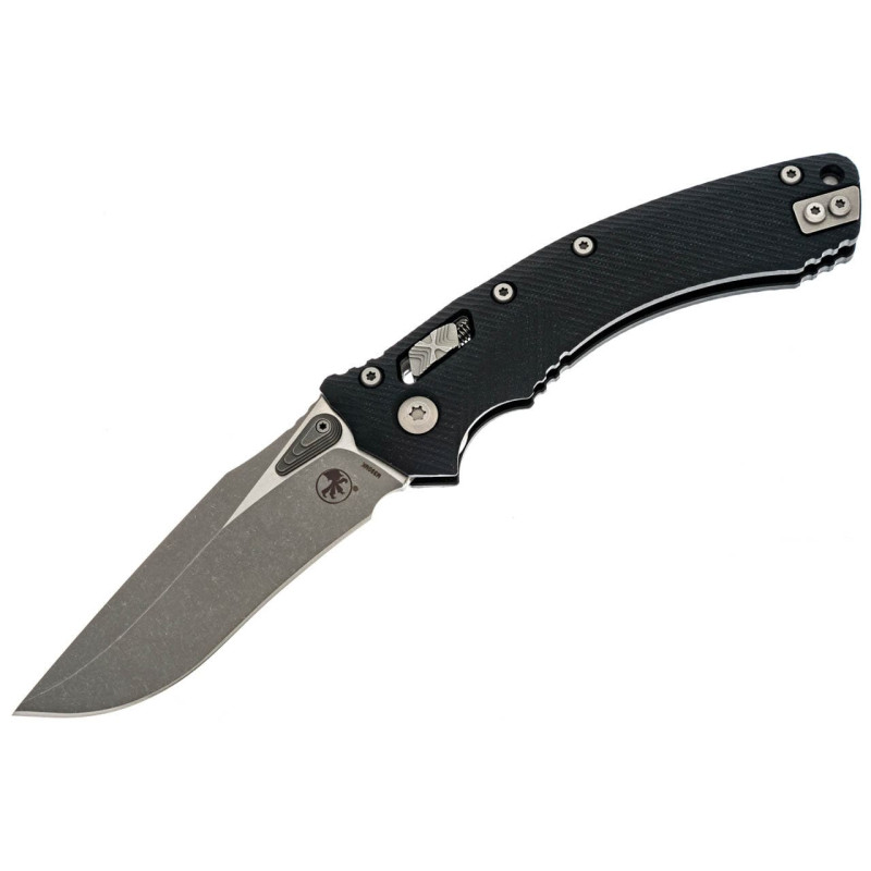 Нож Microtech Amphibian Ram-Lock, клинок Apoc Fluted, черная рукоять G10