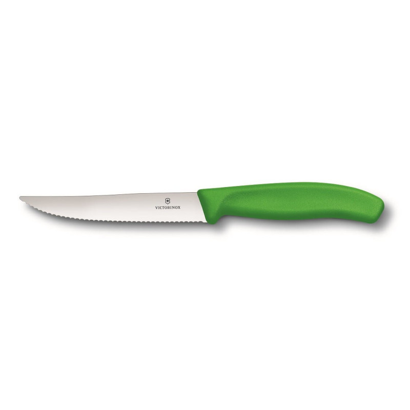 Нож кухонный столовый Victorinox SwissClassic 12 см, серрейтор, зеленый