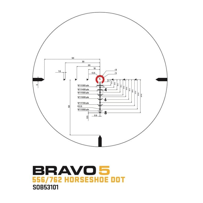 Прицел призматический Sig Optics BRAVO5 BATTLE SIGHT, 5X32MM HORSESHOE DOT ILLUM RETICLE