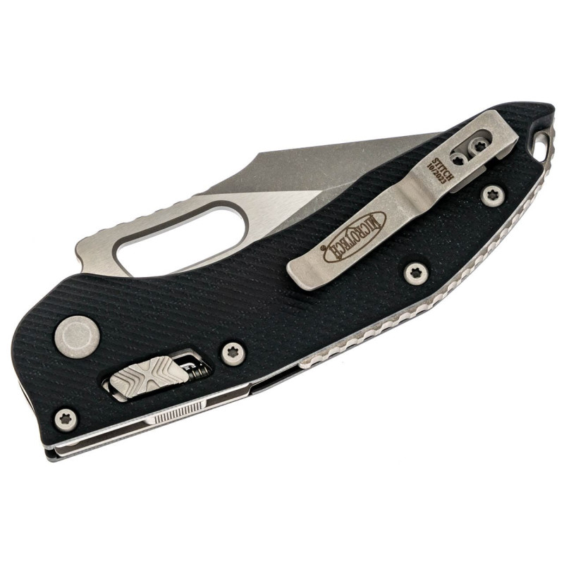 Нож Microtech Stitch Ram-Lock, fluted, Apoc, черная рукоять G10