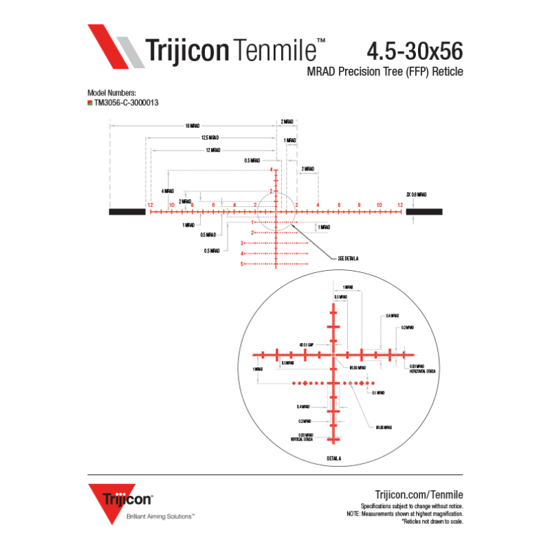 Оптичний приціл TRIJICON Tenmile 4.5-30x56 (34 мм) Red/Green MRAD illum. Precision Tree FFP