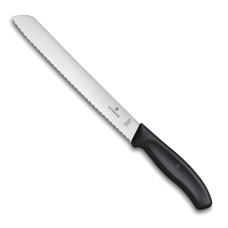 Ніж кухонний Victorinox SwissClassic для хліба, серрейтор 21см, чорний, блістер