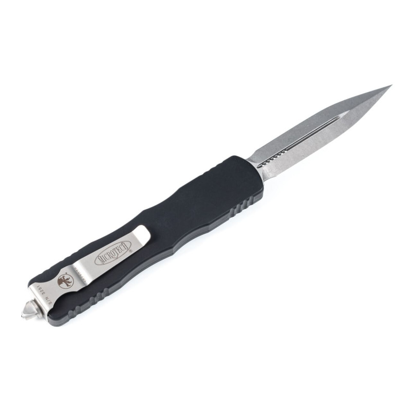 Нож Microtech Dirac Delta D/E OTF, stonewash клинок, черная рукоять
