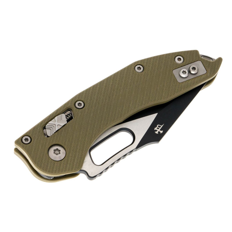 Нож Microtech Stitch S/E Ram-Lock, fluted, черный клинок, рукоять G10 OD green
