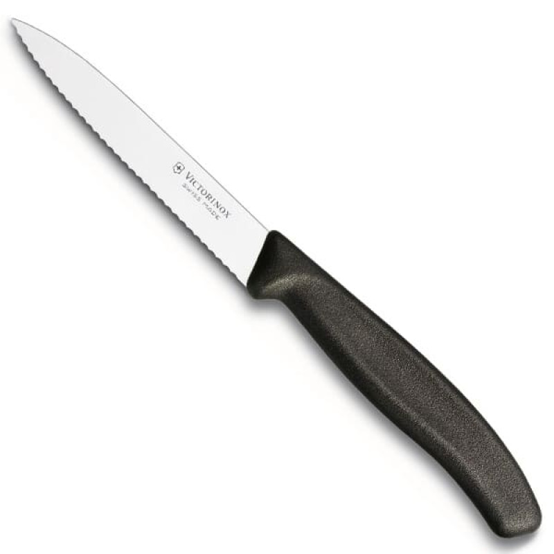 Нож кухонный Victorinox SwissClassic 10см, серрейтор, черный