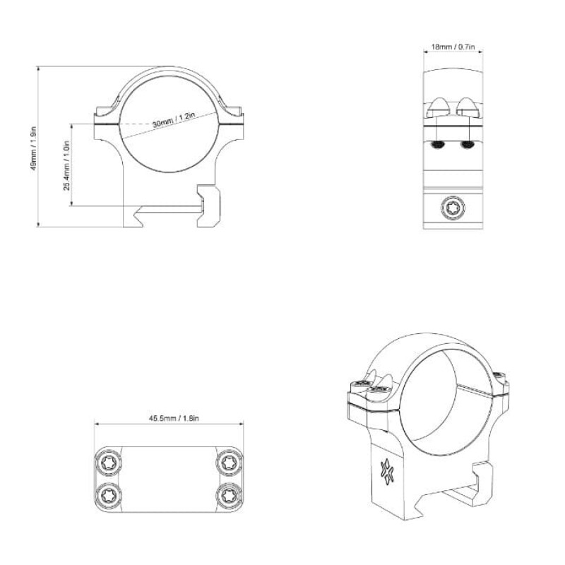 Кольца Vector Optics Стальные 25.4 мм Weaver низкие