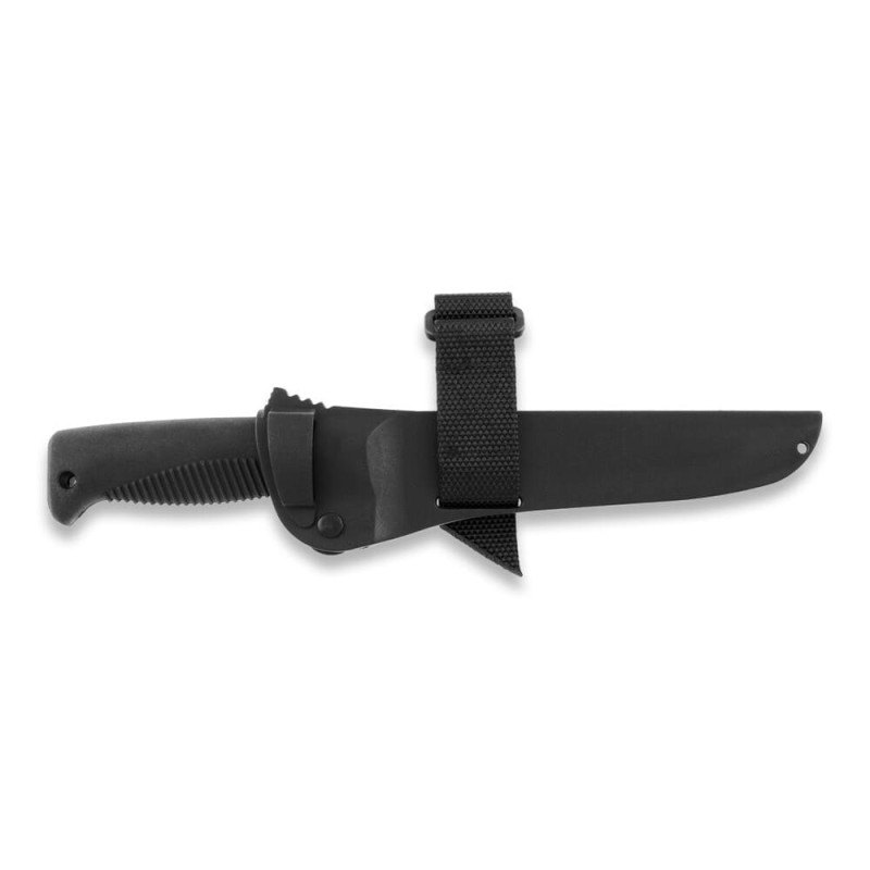 Нож Peltonen M95, без покрытия, чёрный, черный композитный чехол