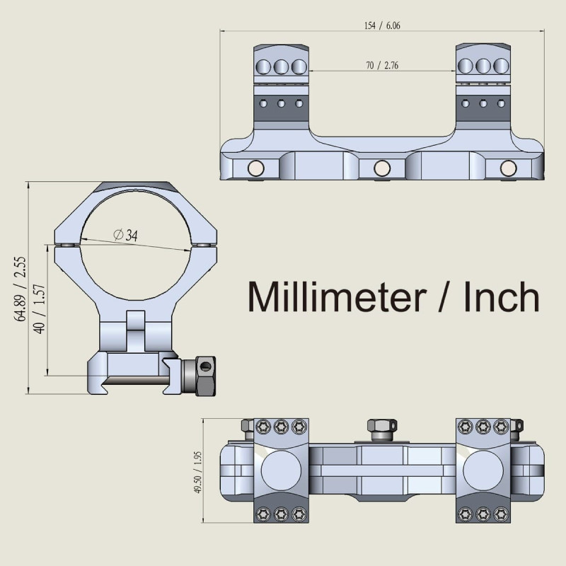 Моноблок Vector Optics 34 мм высокий 20MOA