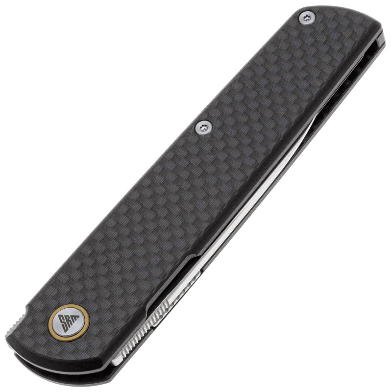 Нож SRM Qrick 408L-KB, Sandvik 14C28N, G10 + carbon fiber, черный
