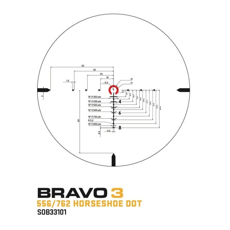 Прицел призматический Sig Optics BRAVO3 BATTLE SIGHT, 3X24MM HORSESHOE DOT ILLUM RETICLE