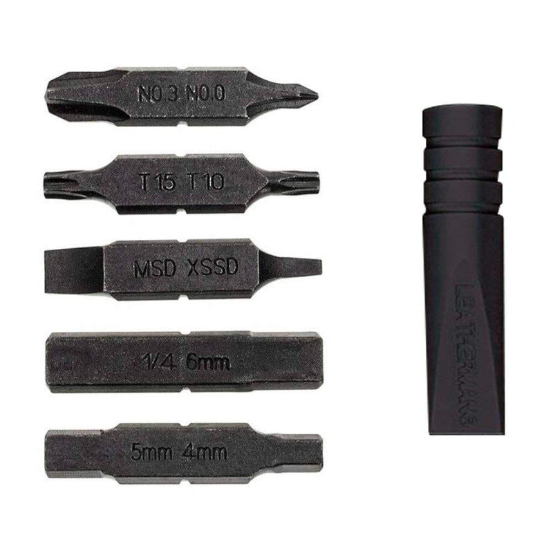 Переходник-битодержатель LEATHERMAN на крестовую отвертку мультитула, с битами, черный