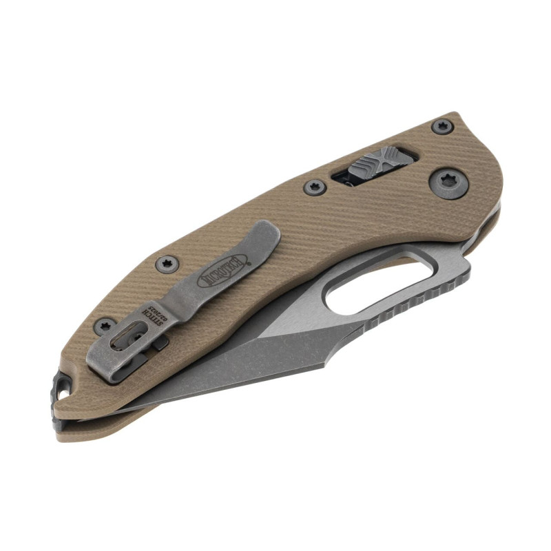 Нож Microtech Stitch Ram-Lock, fluted, Apoc, рукоять G10 tan
