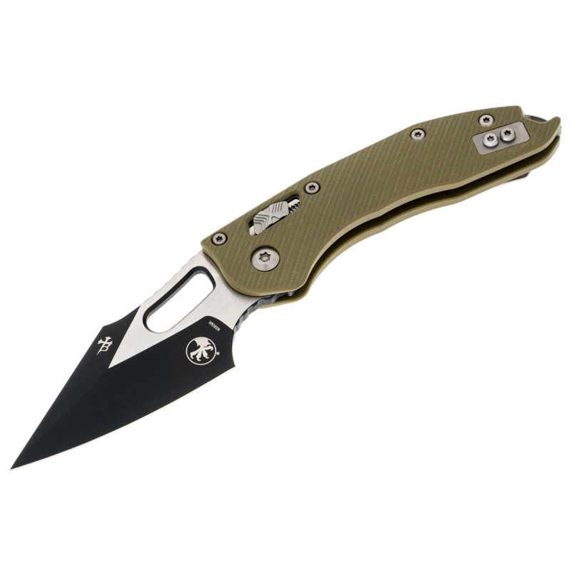 Нож Microtech Stitch S/E Ram-Lock, fluted, черный клинок, рукоять G10 OD green