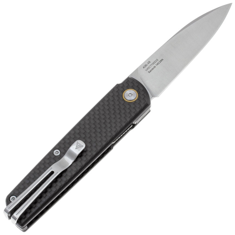 Нож SRM Qrick 408L-KB, Sandvik 14C28N, G10 + carbon fiber, черный