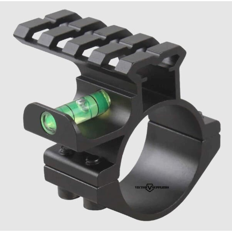 Кольцо Vector Optics 30/25,4 мм с пузырьковым уровенем и планкой Пикатинни сверху