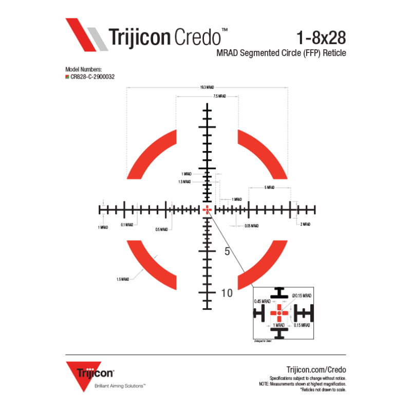 Оптичний приціл TRIJICON Credo 1-8x28 (34 мм) illum. Red/Green MRAD Segmented Circle
