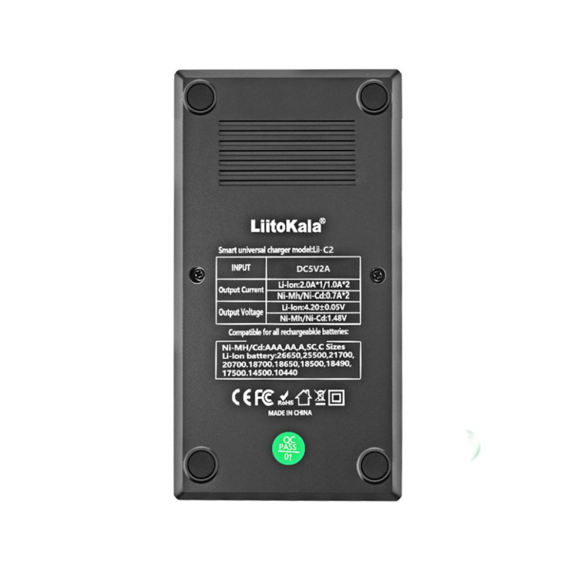 Зарядний пристрій Liitokala Lii-C2, Ni-Mh/Li-ion/Li-Fe, Micro USB, LED