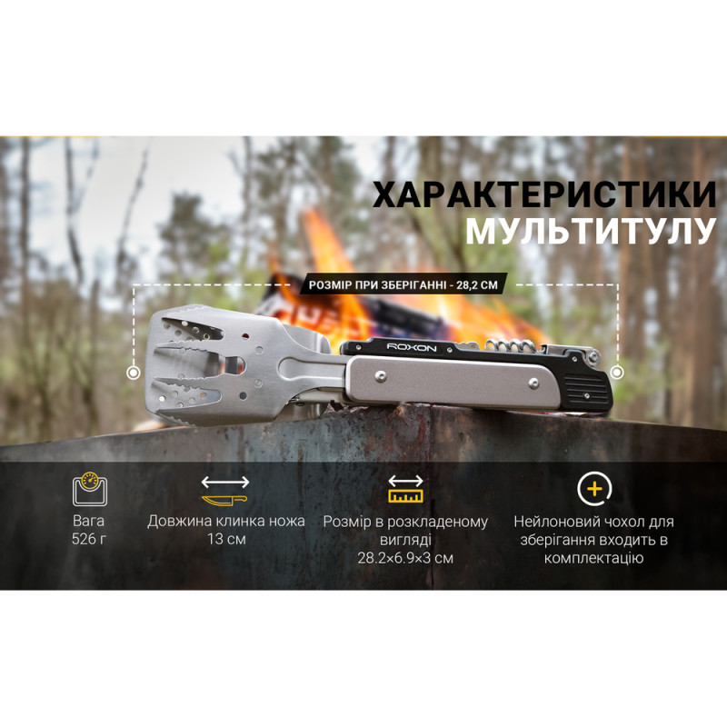 Мультитул для барбекю Roxon S601, рожевий