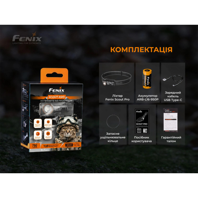 Тактичний налобний ліхтар Fenix Scout Pro (HM50R V2.0) з червоним та зеленим світлом | Лімітована серія