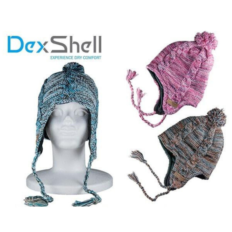 Шапка водонепроницаемая Dexshell с ушами, голубая
