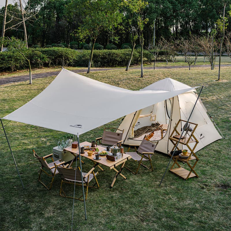 Палатка трехместная Naturehike CNK2300ZP014 с навесом, бежевая