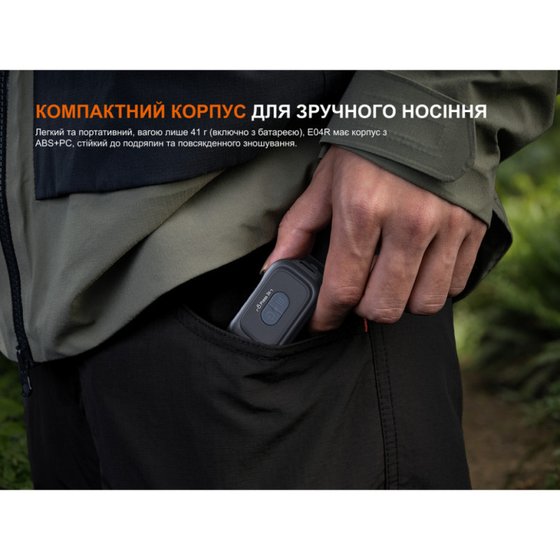 Ліхтар з кліпсою Fenix E04R, білий