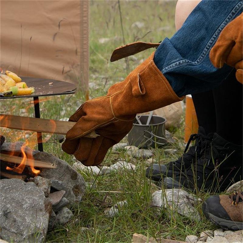Рукавички вогнестійкі шкіряні Naturehike NH20FS042,  розмір L, коричневі