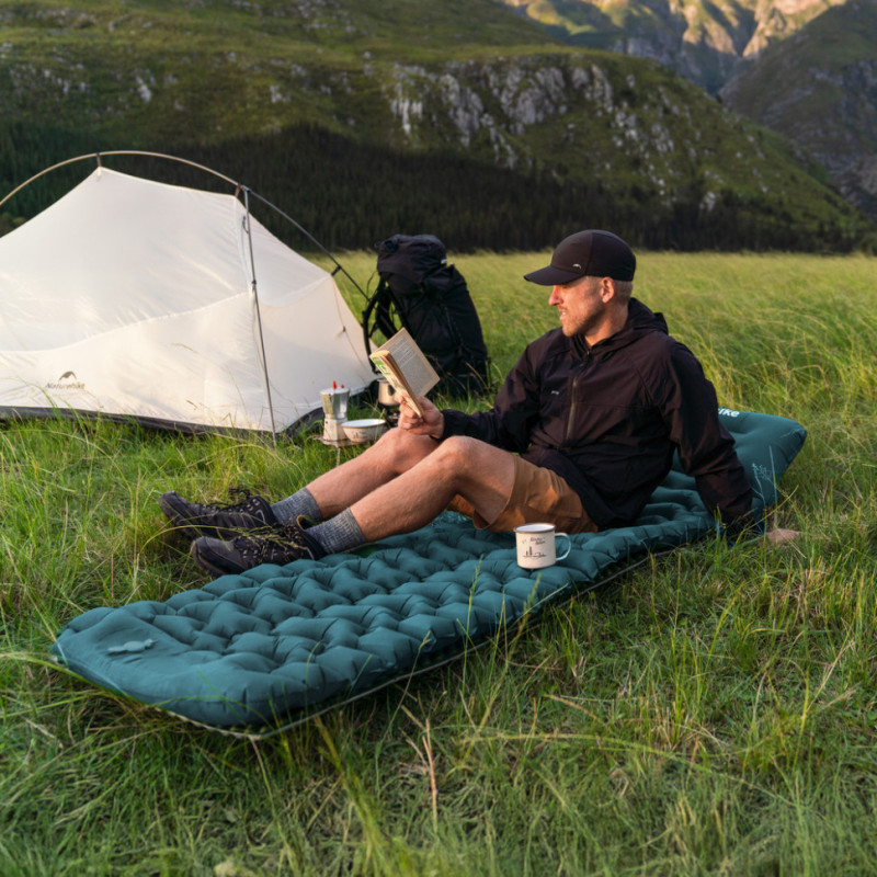 Матрац подвійний Naturehike CNK2550WS019, 65 мм, із вбудованою помпою, синій