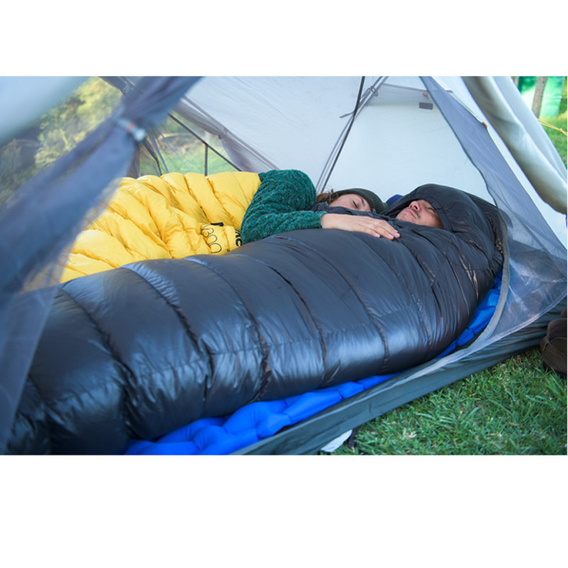 Спальник с натуральным пухом Naturehike CW400 NH18C400-D, р-р L, желто-серый